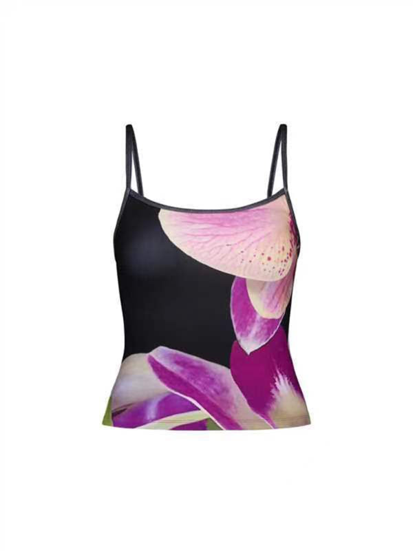 Women's Floral Print Crop Top with Spaghetti Straps