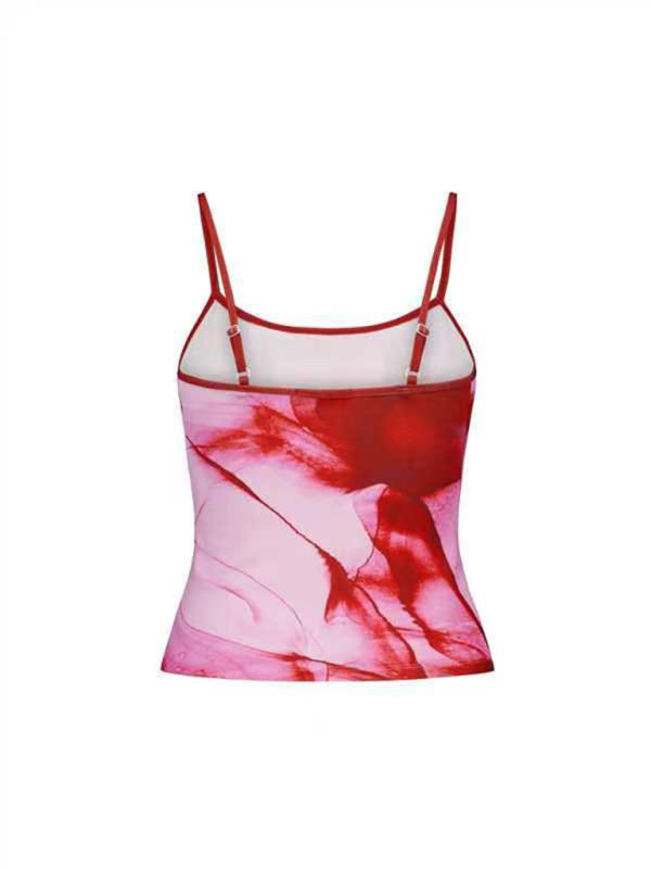 Women's Floral Print Crop Top with Spaghetti Straps
