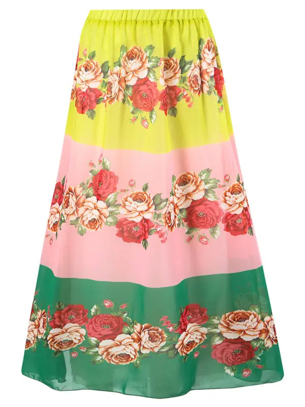 Women's Floral Print Swimsuit with Skirt