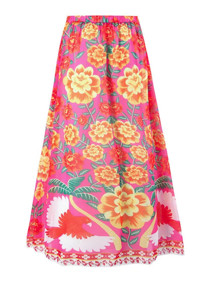 Women's Floral Print Swimsuit with Skirt