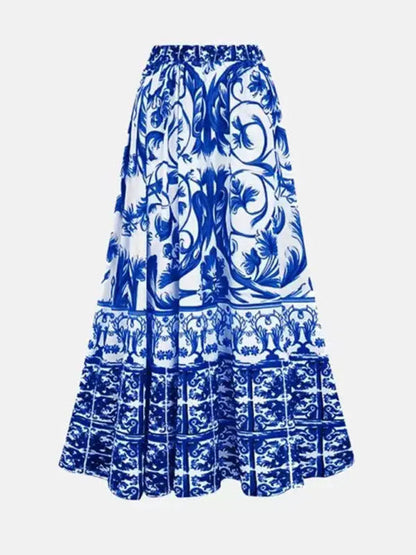Women's Floral Print Swimsuit with Skirt