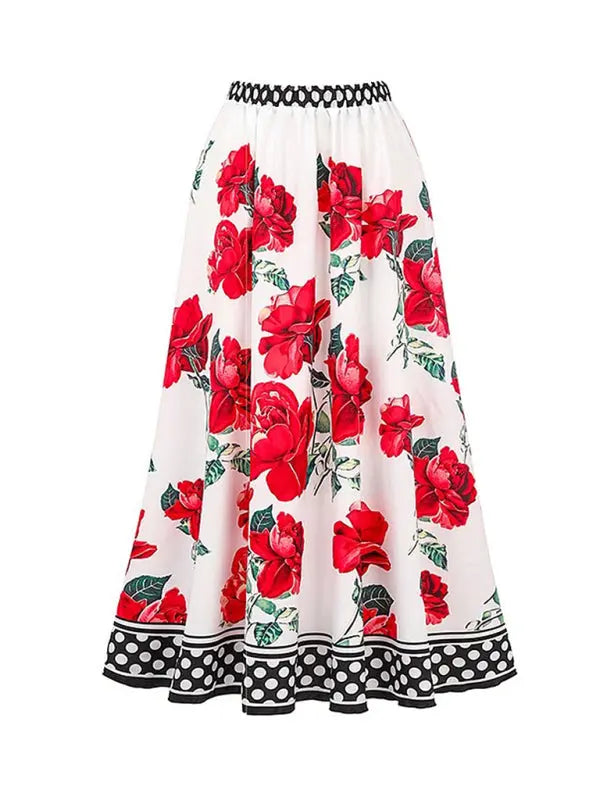 Women's Floral Print Swimsuit with Skirt