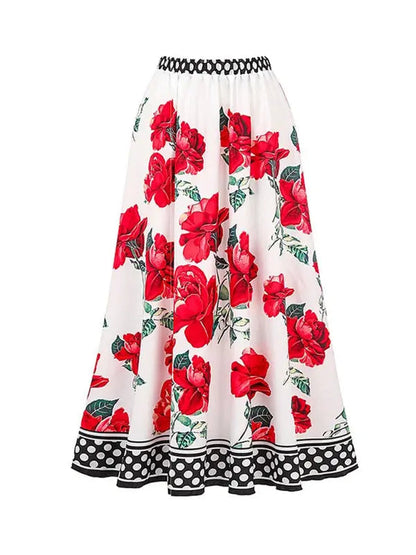 Women's Floral Print Swimsuit with Skirt