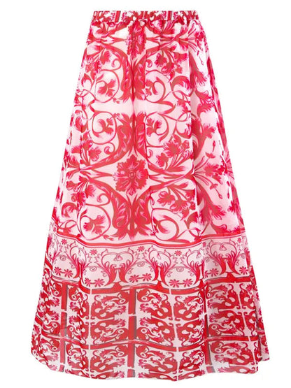 Women's Floral Print Swimsuit with Skirt