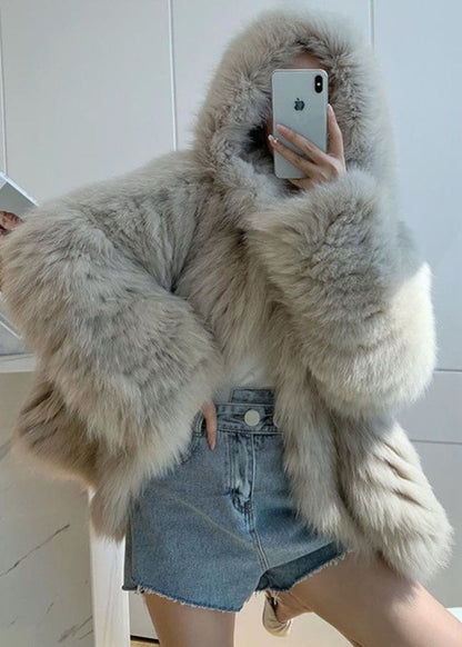 Women's Fuzzy Fur Fluffy Jacket with hood
