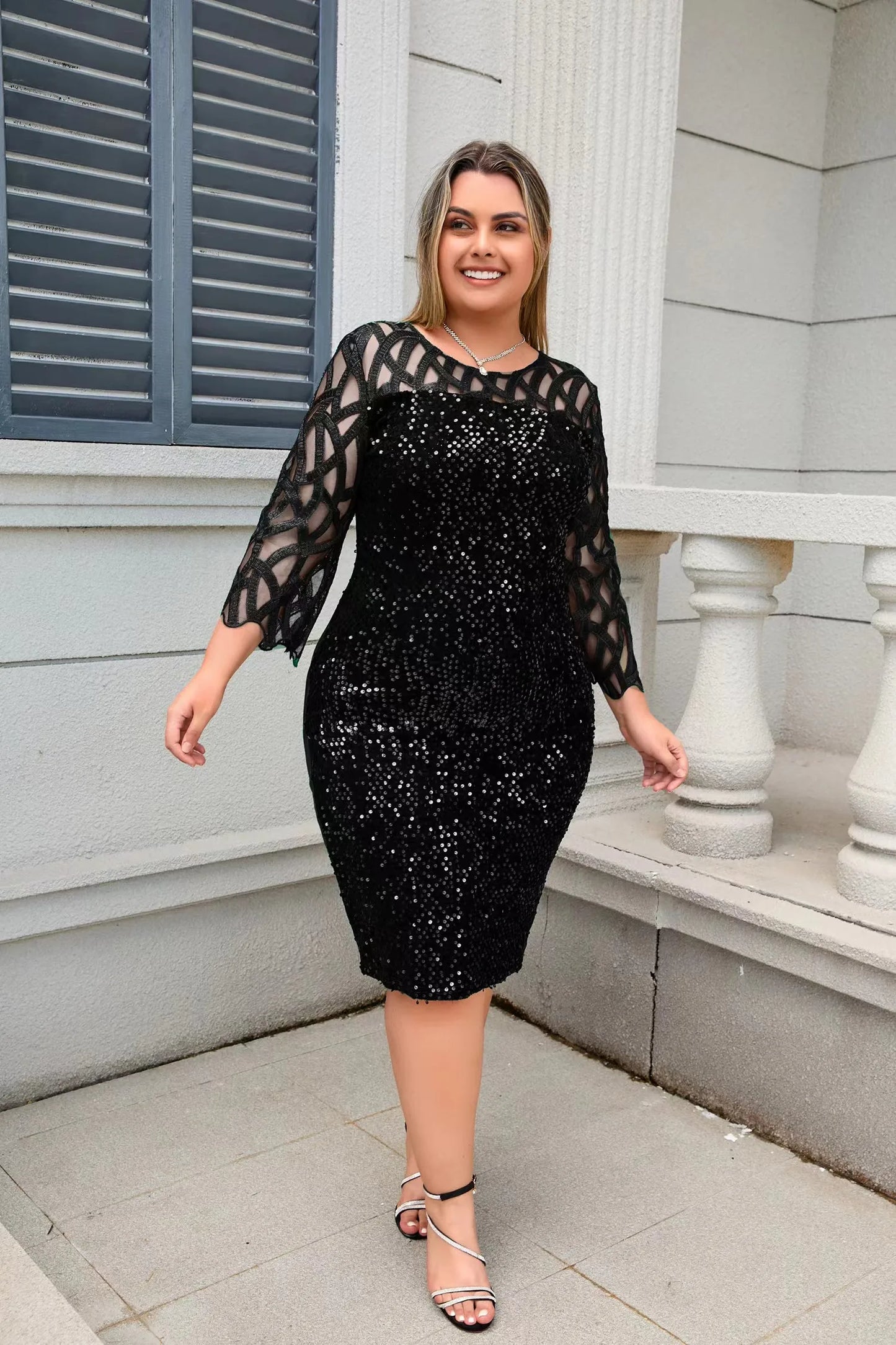 Women's Gala Dress Lace With Sequins Elegant Mini Dress