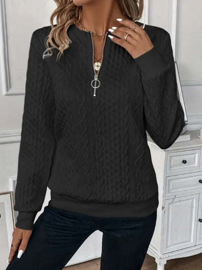 Women's Half Zip Textured Sweatshirt