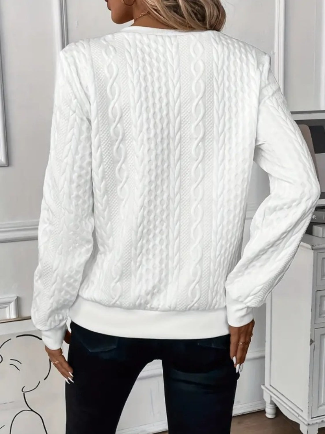 Women's Half Zip Textured Sweatshirt