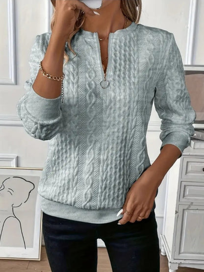 Women's Half Zip Textured Sweatshirt