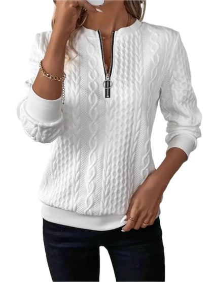 Women's Half Zip Textured Sweatshirt