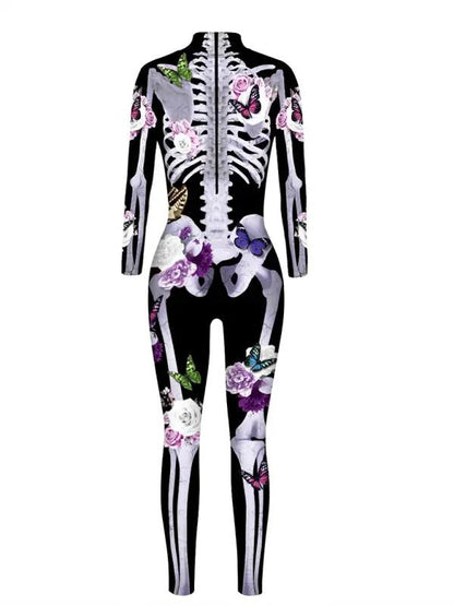 Women's Halloween Costume Geblumed Skeleton Print