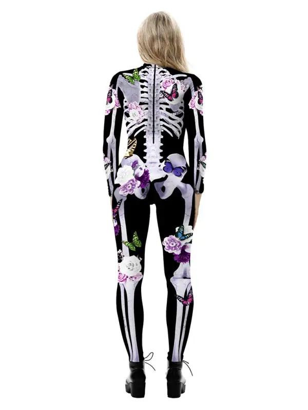 Women's Halloween Costume Geblumed Skeleton Print
