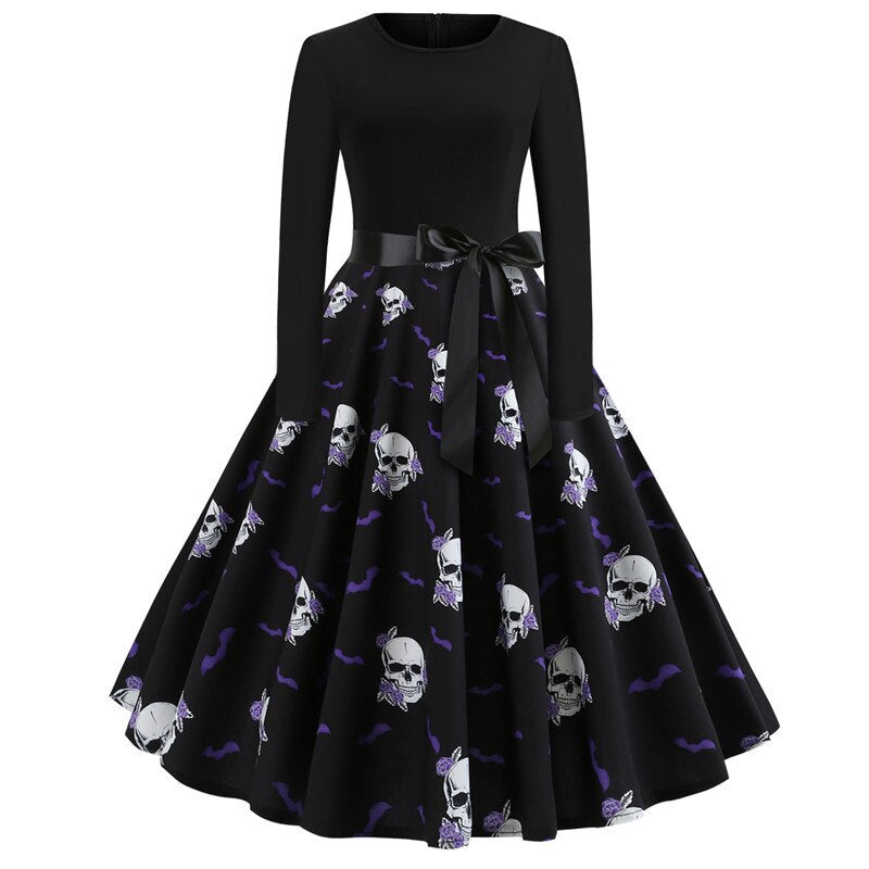 Women's Halloween Costume Long Sleeves Gothic Caricature Print High Quality Fabrics
