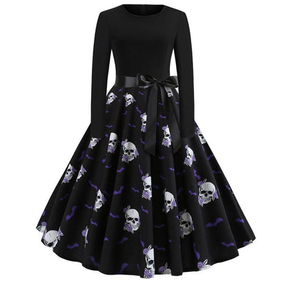 Women's Halloween Costume Long Sleeves Gothic Caricature Print High Quality Fabrics
