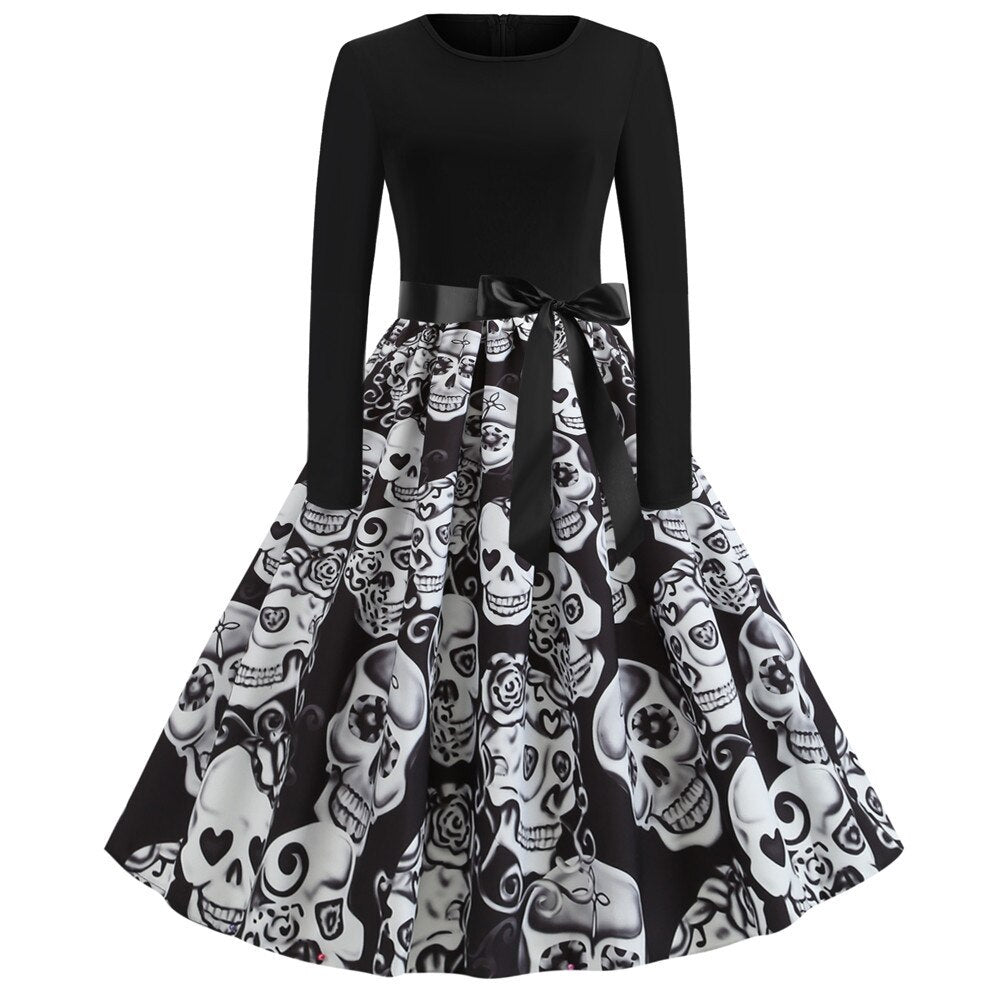 Women's Halloween Costume Long Sleeves Gothic Caricature Print High Quality Fabrics