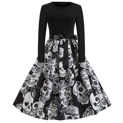 Women's Halloween Costume Long Sleeves Gothic Caricature Print High Quality Fabrics