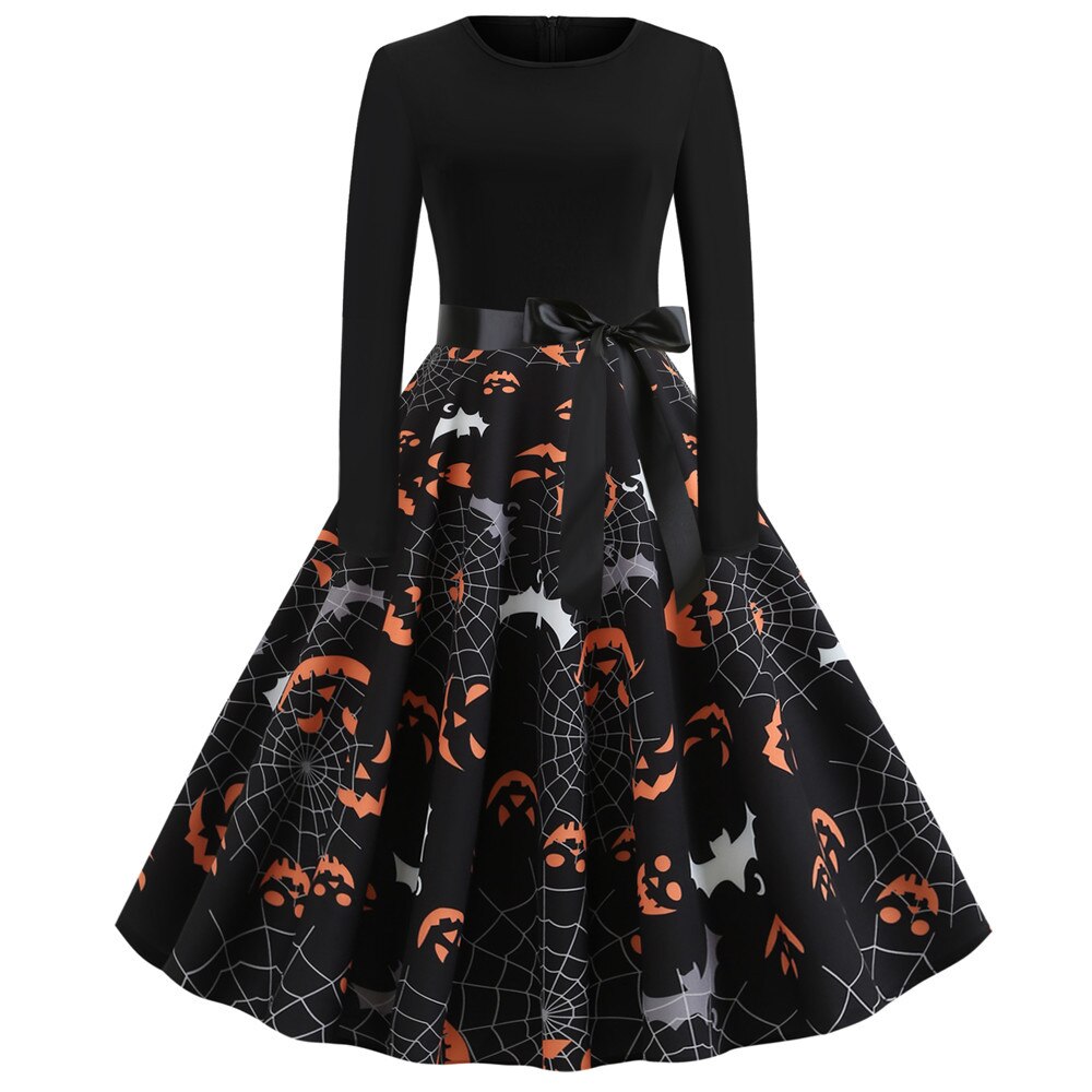 Women's Halloween Costume Long Sleeves Gothic Caricature Print High Quality Fabrics