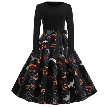 Women's Halloween Costume Long Sleeves Gothic Caricature Print High Quality Fabrics