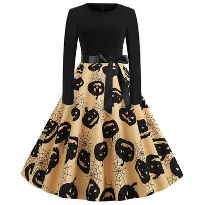 Women's Halloween Costume Long Sleeves Gothic Caricature Print High Quality Fabrics