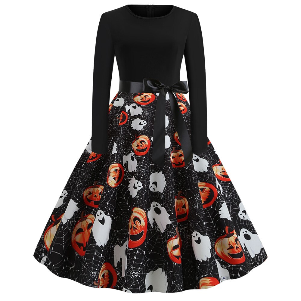 Women's Halloween Costume Long Sleeves Gothic Caricature Print High Quality Fabrics