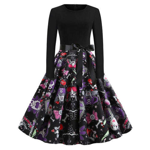 Women's Halloween Costume Long Sleeves Gothic Caricature Print High Quality Fabrics