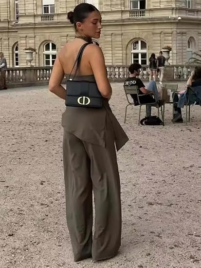 Women's Halter Neck Top & Straight Trousers Set