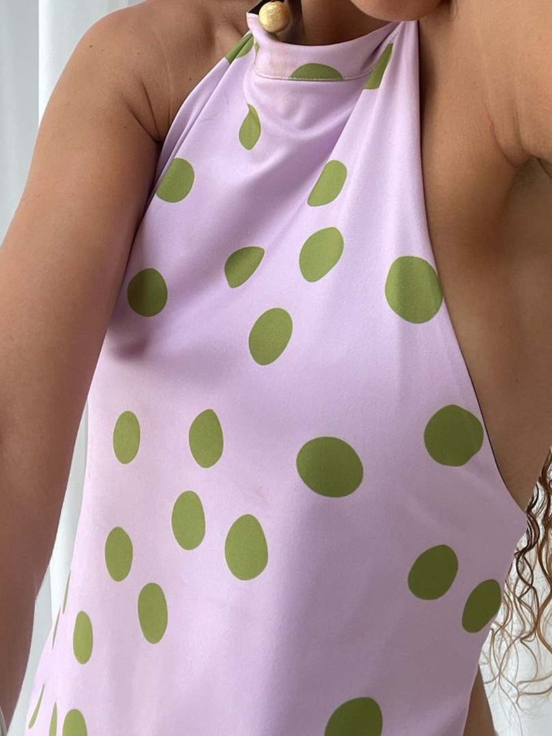 Women's Halter Top with Printed Design and Open Back