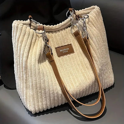 Women's Handbag Minimalist Corduroy Elegant Spacious Bag