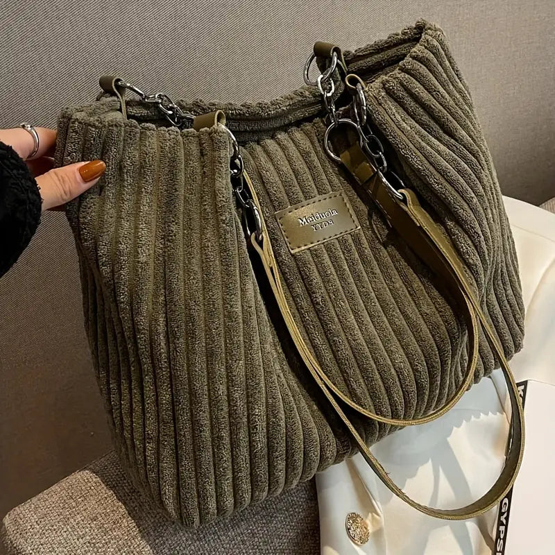 Women's Handbag Minimalist Corduroy Elegant Spacious Bag