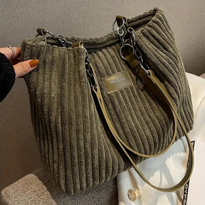 Women's Handbag Minimalist Corduroy Elegant Spacious Bag