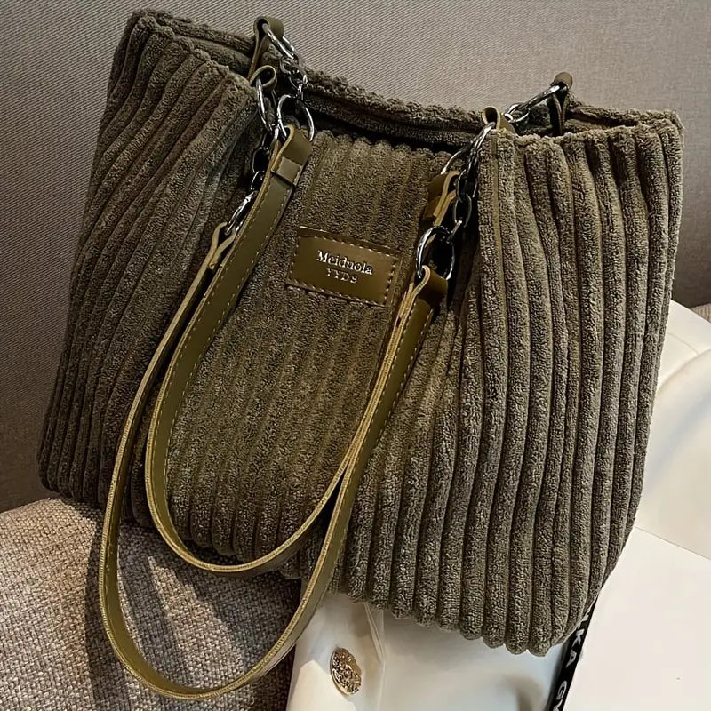Women's Handbag Minimalist Corduroy Elegant Spacious Bag