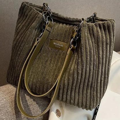 Women's Handbag Minimalist Corduroy Elegant Spacious Bag