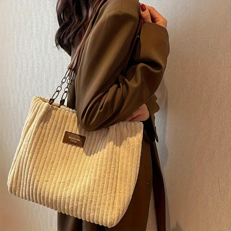 Women's Handbag Minimalist Corduroy Elegant Spacious Bag