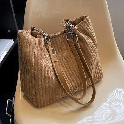 Women's Handbag Minimalist Corduroy Elegant Spacious Bag