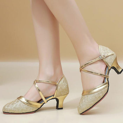 Women's Heels Double Strap Shiny