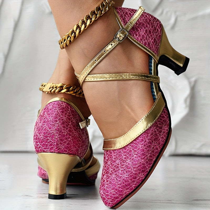 Women's Heels Double Strap Shiny