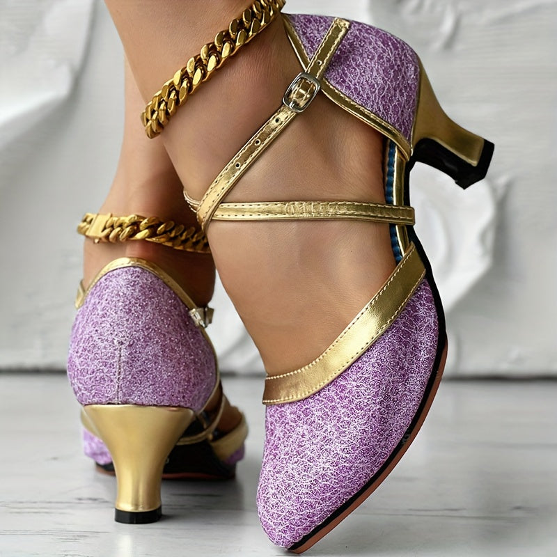 Women's Heels Double Strap Shiny