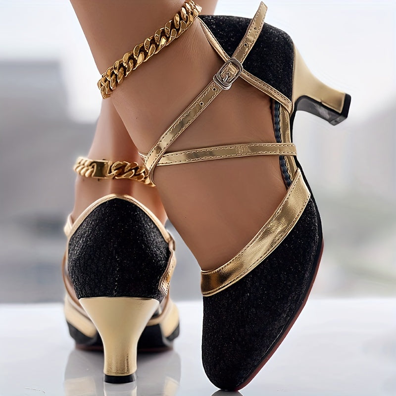 Women's Heels Double Strap Shiny