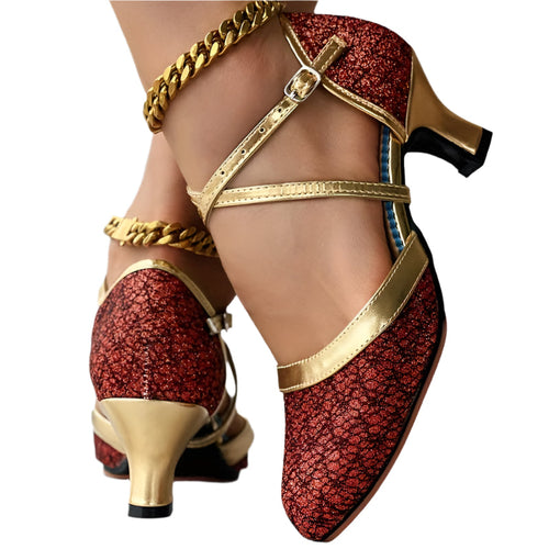 Women's Heels Double Strap Shiny