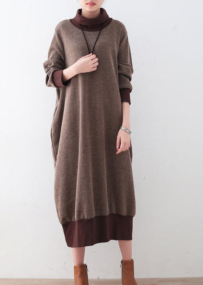 Women's High Neck Dress Loose Fit Casual