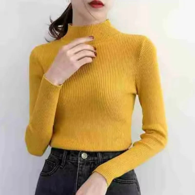 Women's High Neck Knitted Casual Sweater