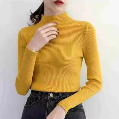 Women's High Neck Knitted Casual Sweater