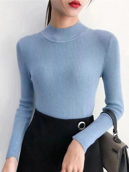 Women's High Neck Knitted Casual Sweater