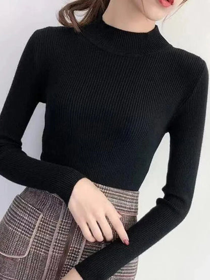 Women's High Neck Knitted Casual Sweater