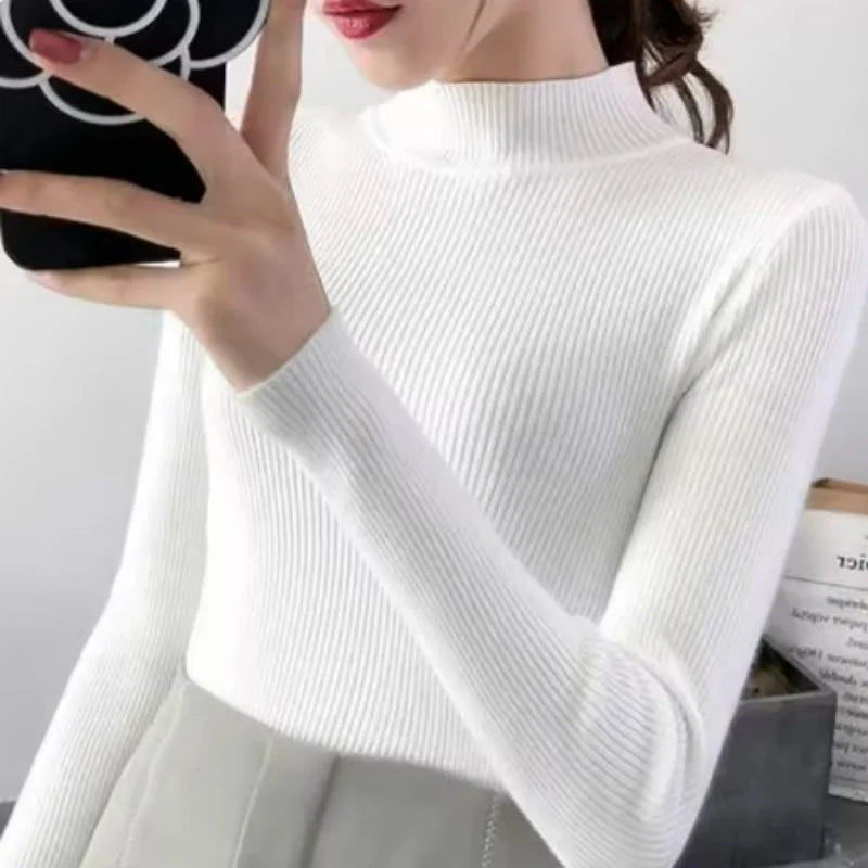 Women's High Neck Knitted Casual Sweater