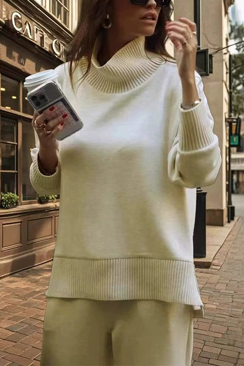 Women's High Neck Set with Wide Pipes Casual