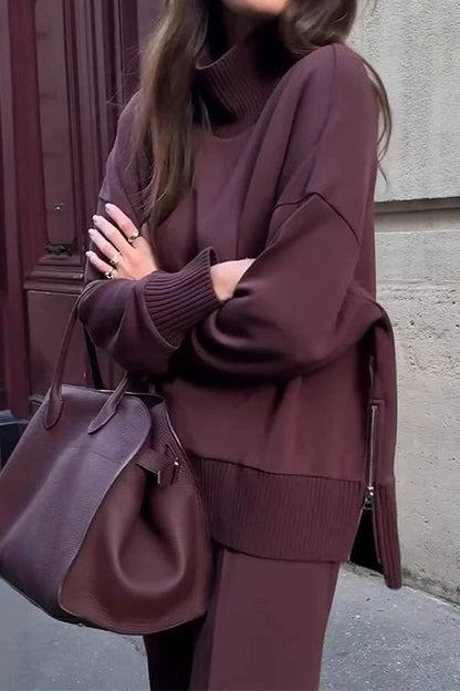 Women's High Neck Set with Wide Pipes Casual