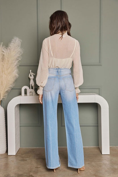 Women's High Waist 90's Flare Jeans Light Denim