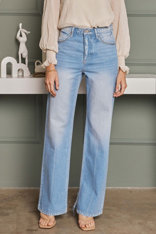 Women's High Waist 90's Flare Jeans Light Denim