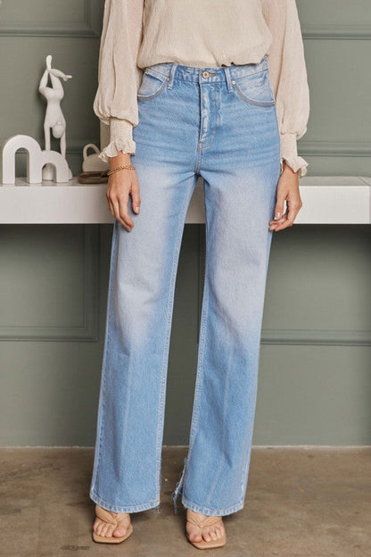 Women's High Waist 90's Flare Jeans Light Denim